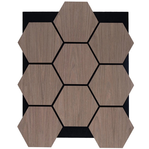 Acoustic Wall Hexagon Panels 570mm x 700mm Walnut