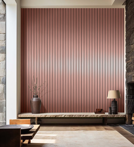 Slat Acoustic Wall Panels Aluminium Shiny 2400mm x 600mm - Rose Gold Aluminium