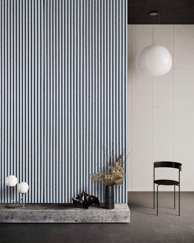 Premium Designer Acoustic Slat Wall Panel 2.4m x 0.6m - White and Gold