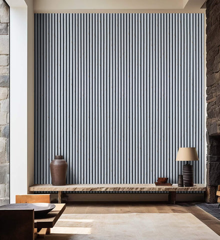 Premium Designer Acoustic Slat Wall Panel 2.4m x 0.6m - White and Gold