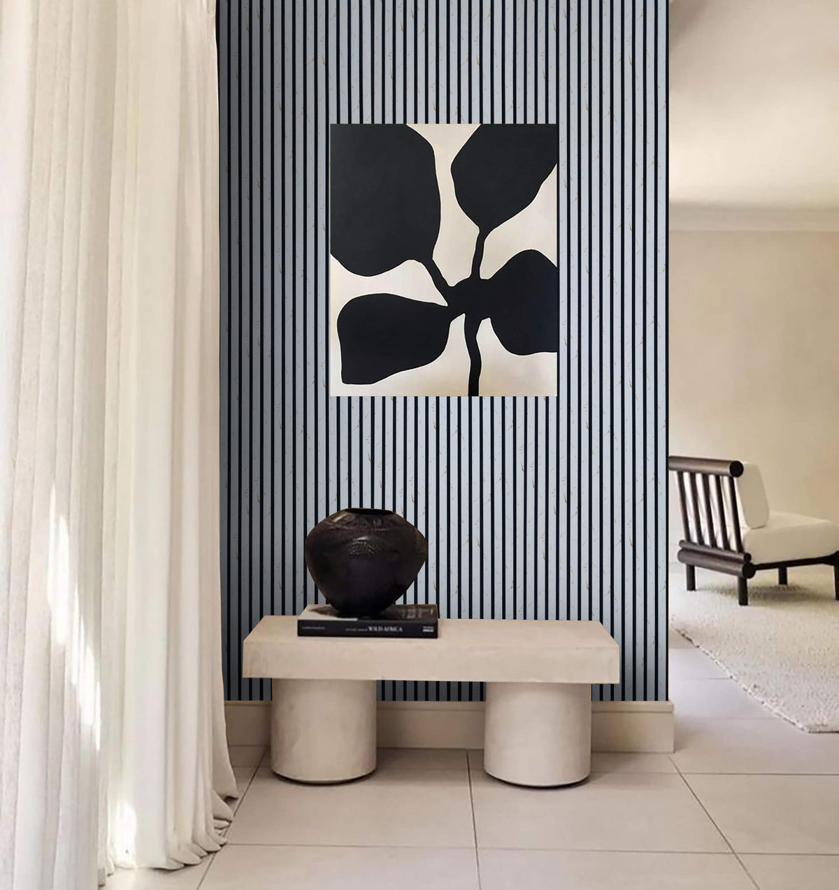 Premium Designer Acoustic Slat Wall Panel 2.4m x 0.6m - White and Gold