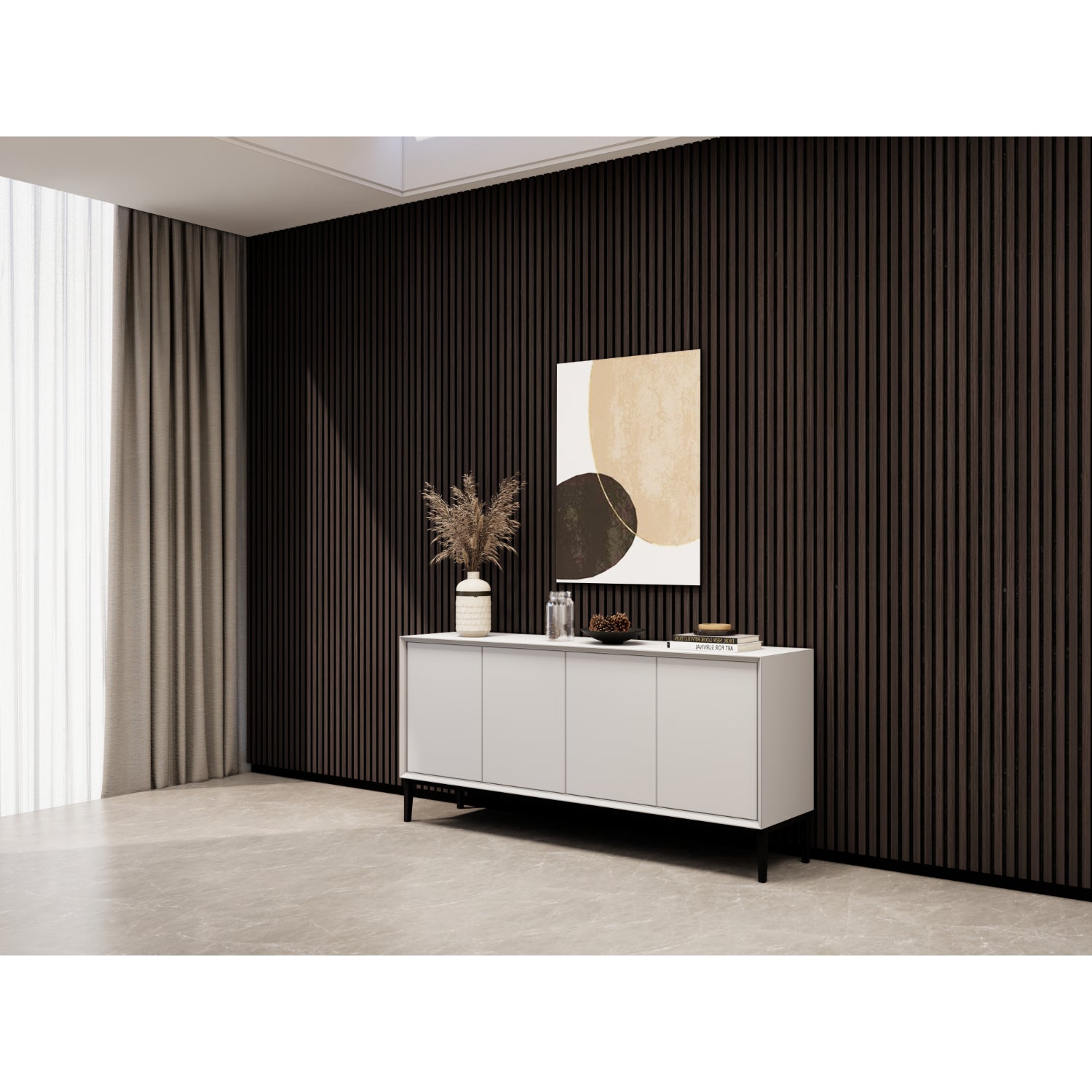 Acoustic Slat Wall Panel 2.4m x 0.6m - Smoked Oak